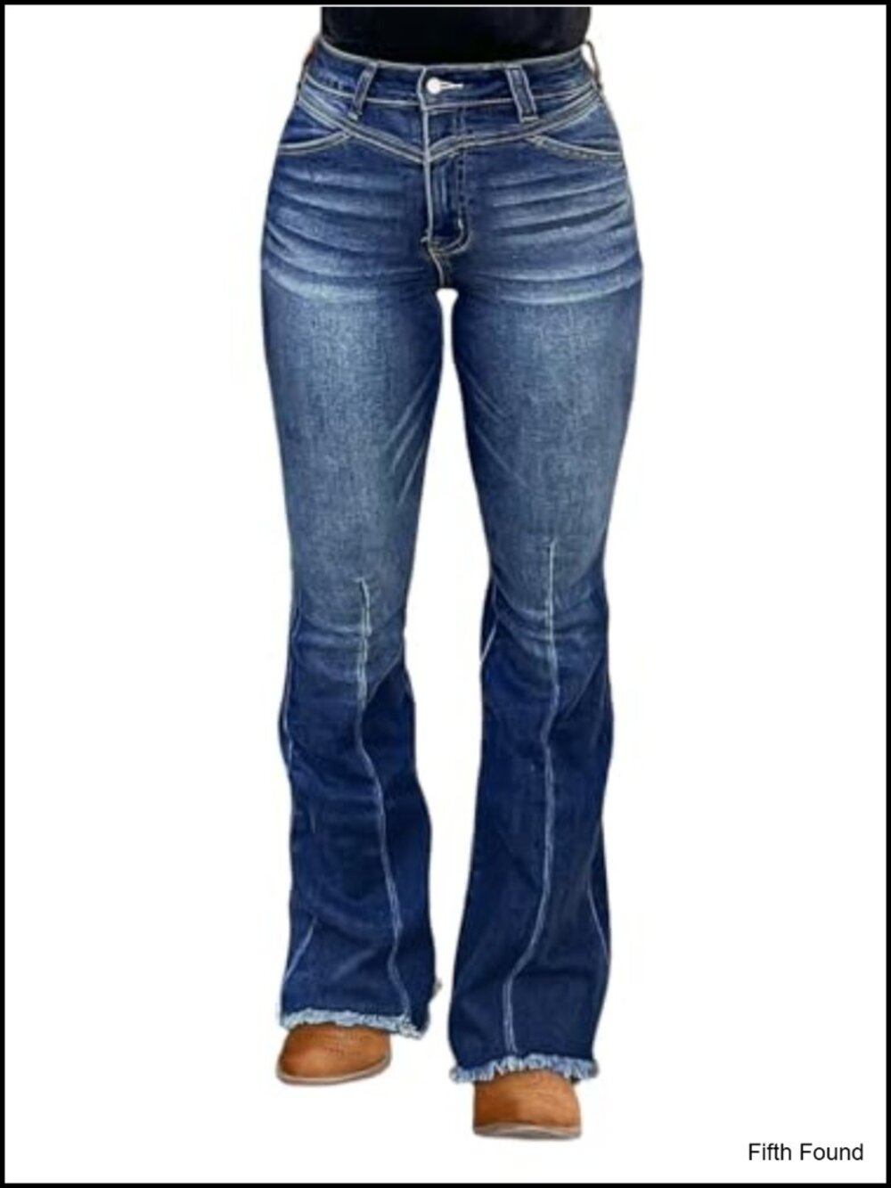 High Waisted Bootcut Tummy Control Butt Lifting Jeans Frayed Hem
